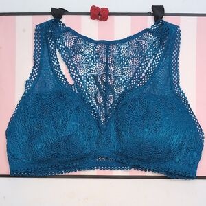 Victoria's Secret Teal Lace Bralette Size L